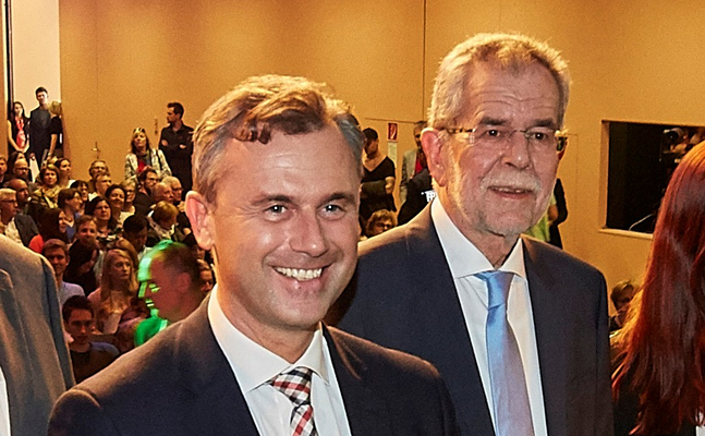 Norbert Hofer und Alexander Van der Bellen bei der Diskussion in Graz